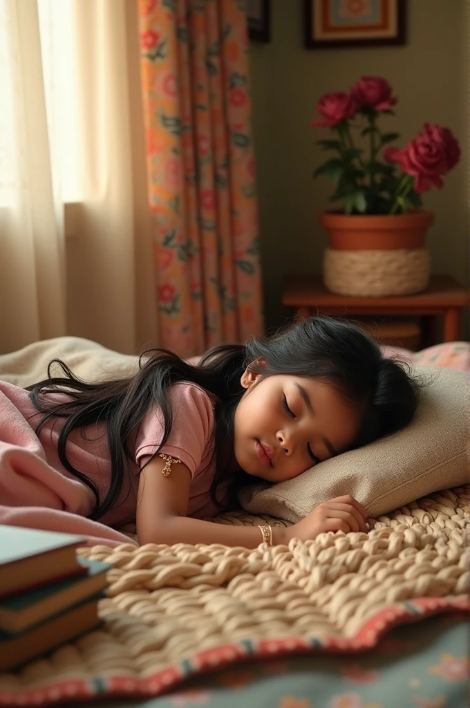 AI art look beautiful Bangladeshi sleeping girl