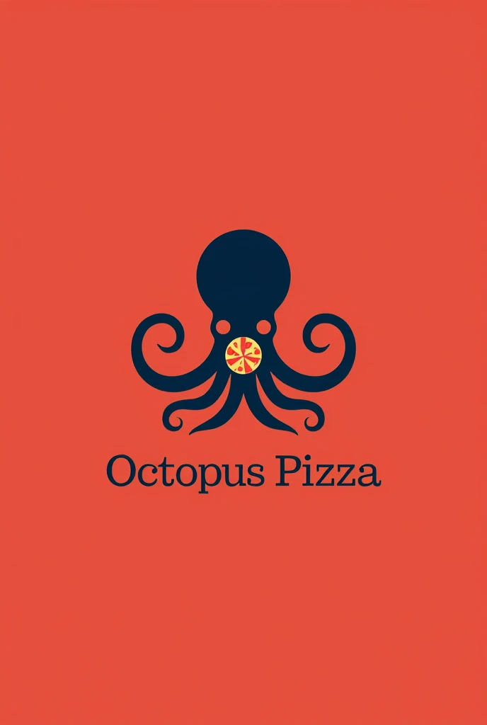 a logo for a pizzeria, Which name is "octopus pizza" with a minimalist octopus logo
