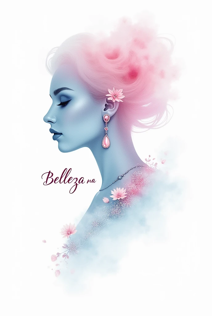 I need a logo for a business called LUA BELLEZA Y ACCESORIOS. 

Use pink and light blue colors and make it creative. 
