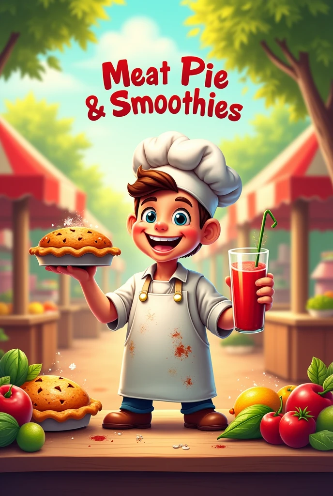 I want a logo for a meat pie and smoothies stand