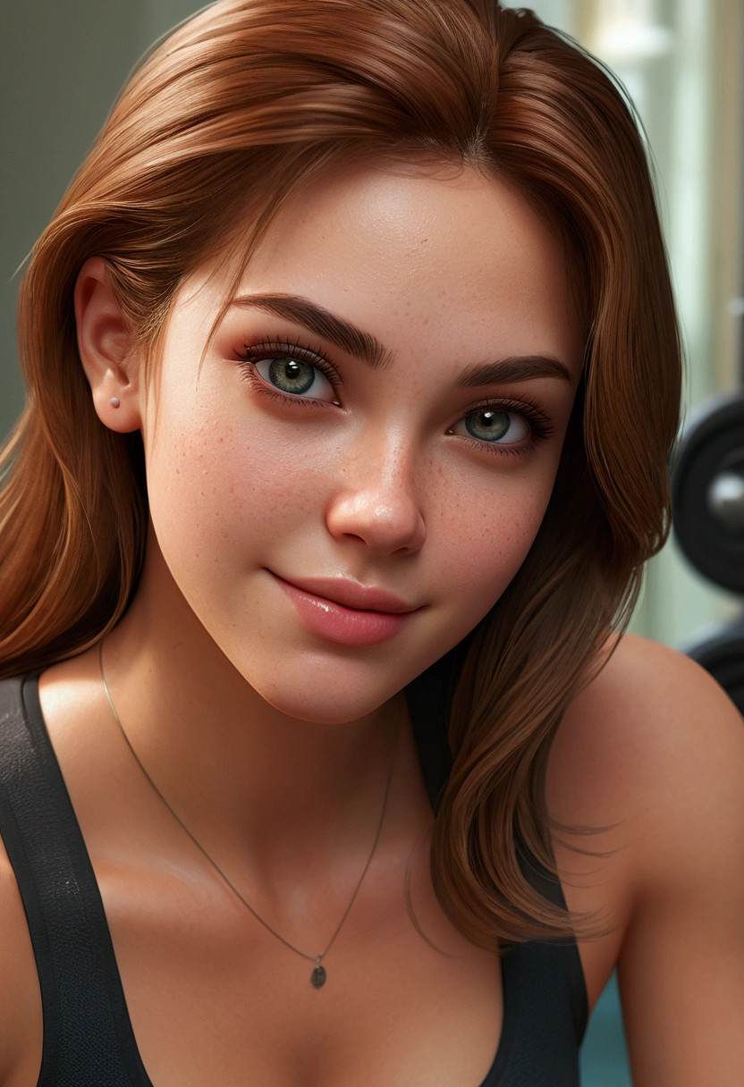 1girl, jackopose, top-down bottom-up, in a beautiful clean gym, looking at the viewer, Kim Possible, wearing tight shorts and crop top, hot, horny, aroused, blushing, ((detailed)), ((best quality)), ((masterpiece)), extremely detailed CG unity 8k wallpaper, 32k, focus sharp, photo of perfecteyes eyes, perfecteyes eyes, Masterpiece, raw, beautiful art, professional artist, 8k, very detailed face, very detailed hair, perfectly drawn body, beautiful face, very detailed eyes, smiling, rosey cheeks, intricate details in eyes, perfect fit body, beautiful body, extremely detailed, intricate details, highly detailed, sharp focus, detailed skin, realistic skin texture, texture, detailed eyes, high resolution, kodak vision color, foto_\(ultra\), post-processing, maximum detail, roughness, real life, ultra realistic, photorealism, photography, absurdres, RAW photo, highest quality, high detail RAW color photo, professional photo, extremely detailed UHD 8k wallpaper unit, best quality, highres, (masterpiece, top quality, high resolution:1.4), photo, cinematic, film grain, sharp, soft natural light, magic photography, super detailed, anatomically correct, perfect anatomy.