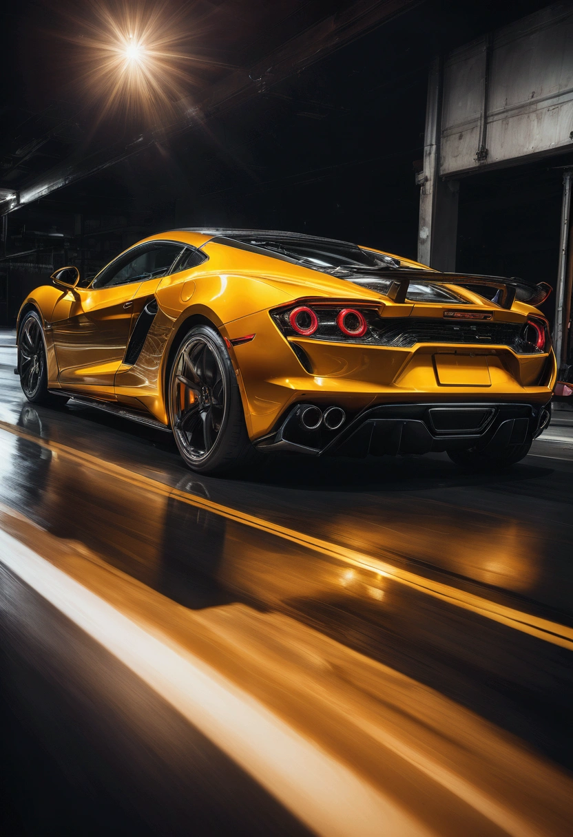 Car Photography, a sports car, detailed engine, supercar, dramatic lighting, cinematic angle, detailed reflections, glossy paint, high contrast, dynamic motion blur, shallow depth of field, cinematic atmosphere, professional photography, photorealistic, vibrant colors, studio lighting, masterpiece, best quality, very aesthetic, absurdres