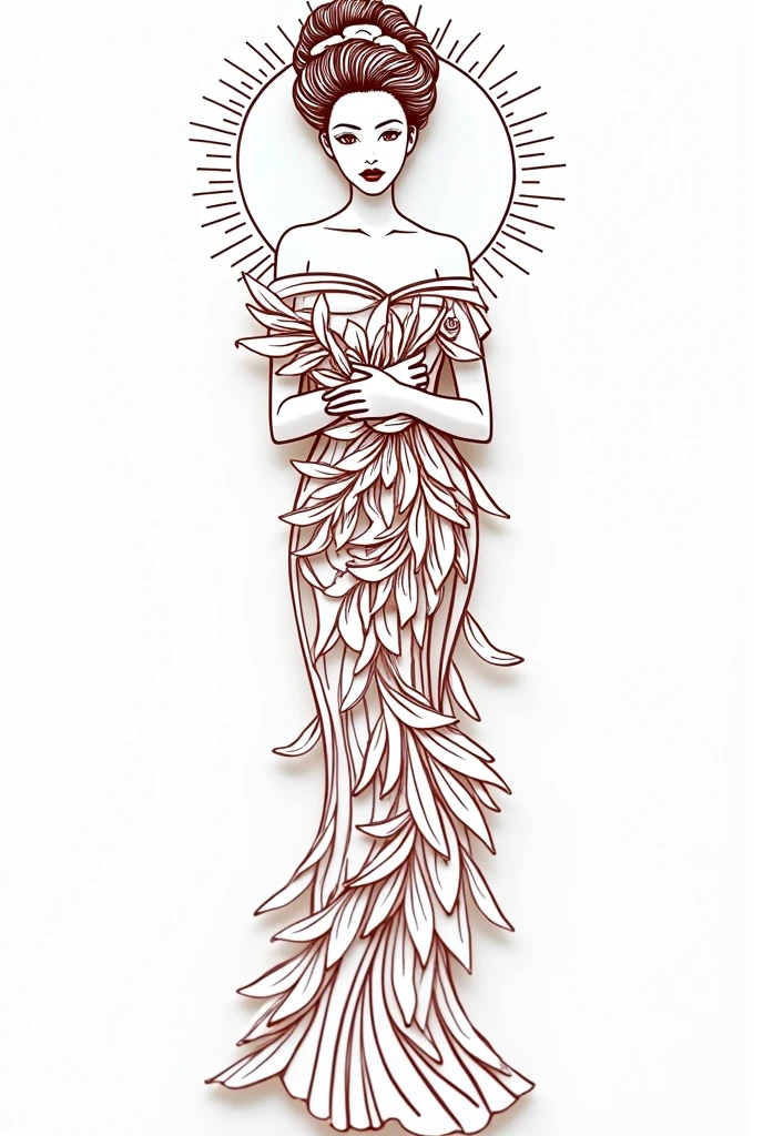 a close up of a paper cut of a woman in a dress, a beautiful fantasy empress, carving, mu pan, 3 d character art, bride, 中 元 节, portrait of princess diana, living flora, visually striking, like lady mechanika, wood art, as the goddess of the sun, unique design, made of leaves