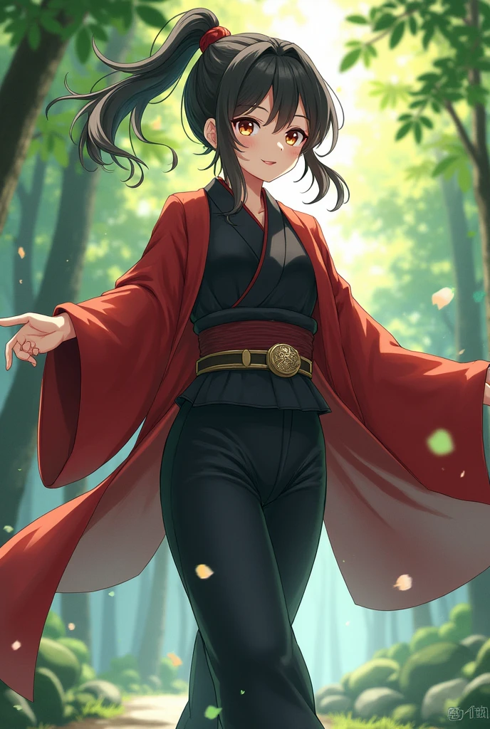 my oc is called tsuria tomioka and is the younger sister of tomioka giyu she is joyfull and the opisit of tomioka giyu shes from the anime demon slayer and is a demon slayer she is the tsugoku of ciyu the water hashira and uses water breathing and she got tricked by the same pervy kakushi as mitsuri so she wears the exact same uniform with a red haori