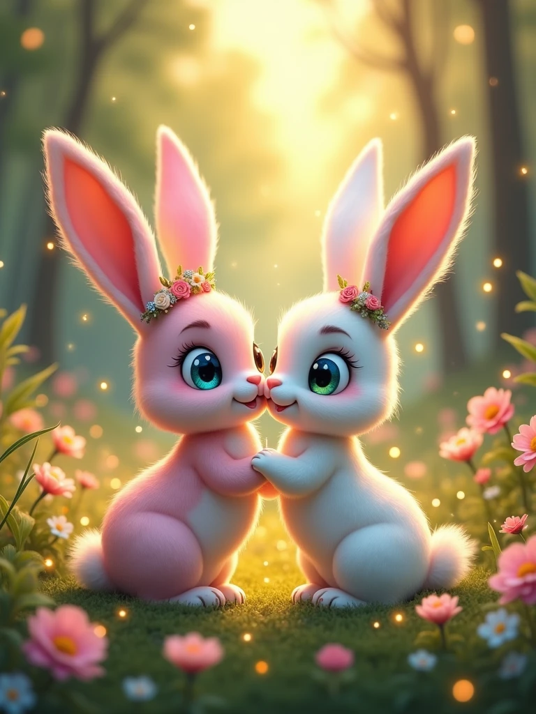two bunny girls kisiing