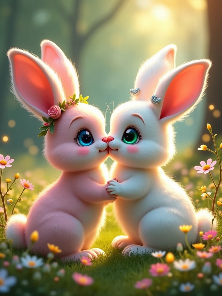 two bunny girls kisiing