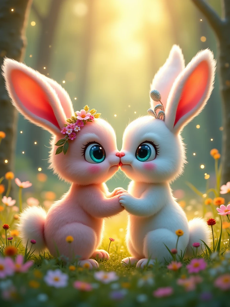 two bunny girls kisiing