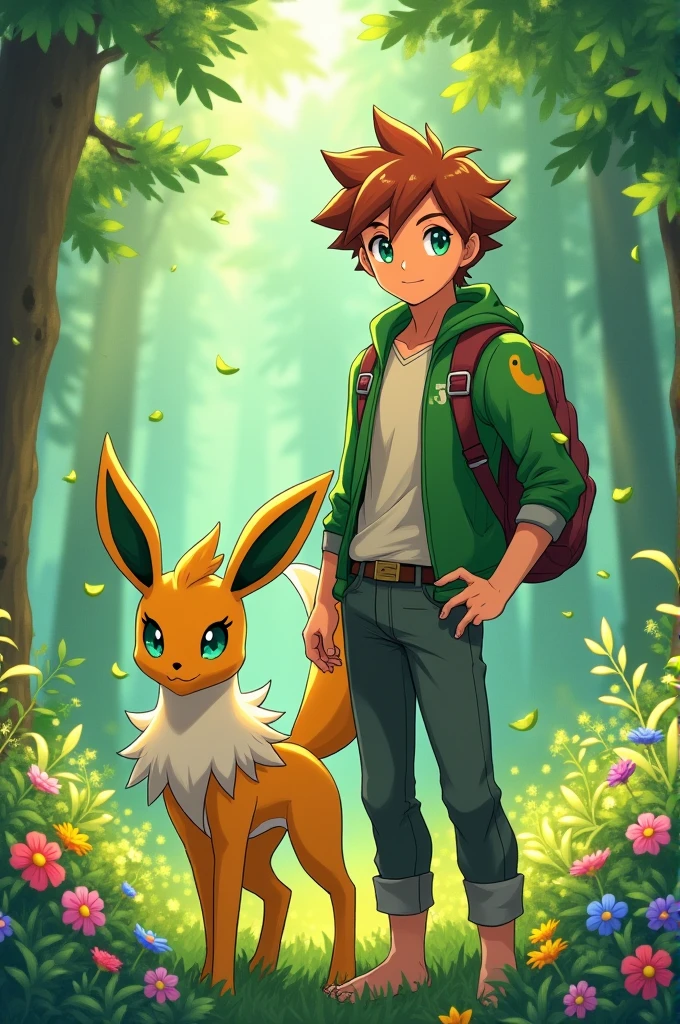 Pokémon Leafeon, human man, attractive, young