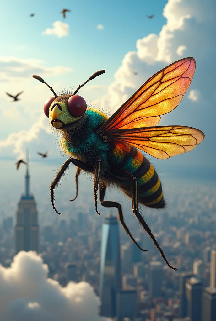 Make me a fly like a superhero with a cape