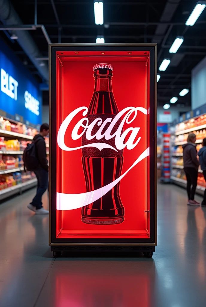 Cover for a PowerPoint presentation about vinyl-wrapping cold equipment in Walmart with Coca-Cola advertising