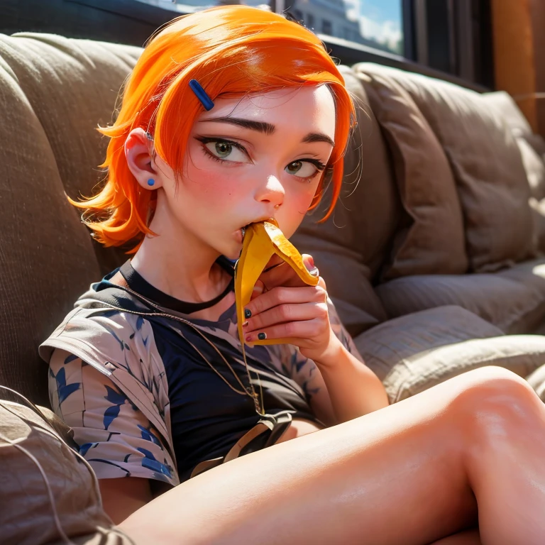 Gwen Tennyson sucking a banana 