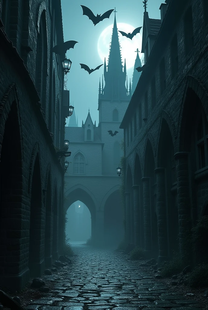 A dark zone, Gothic, where there are bats