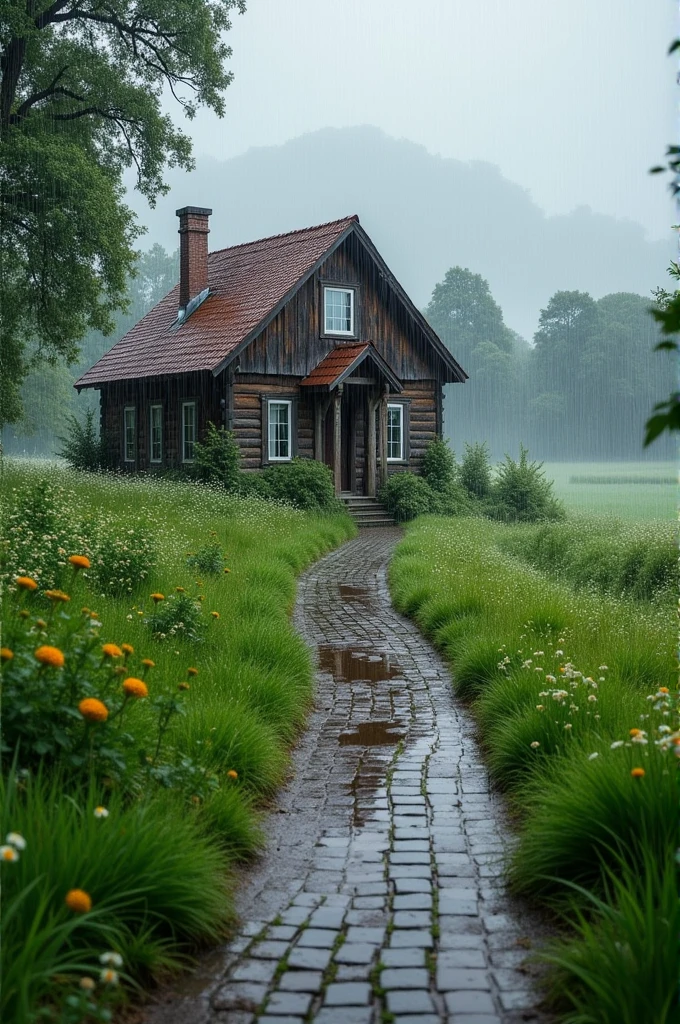Video of a rainy day at the countryside house
