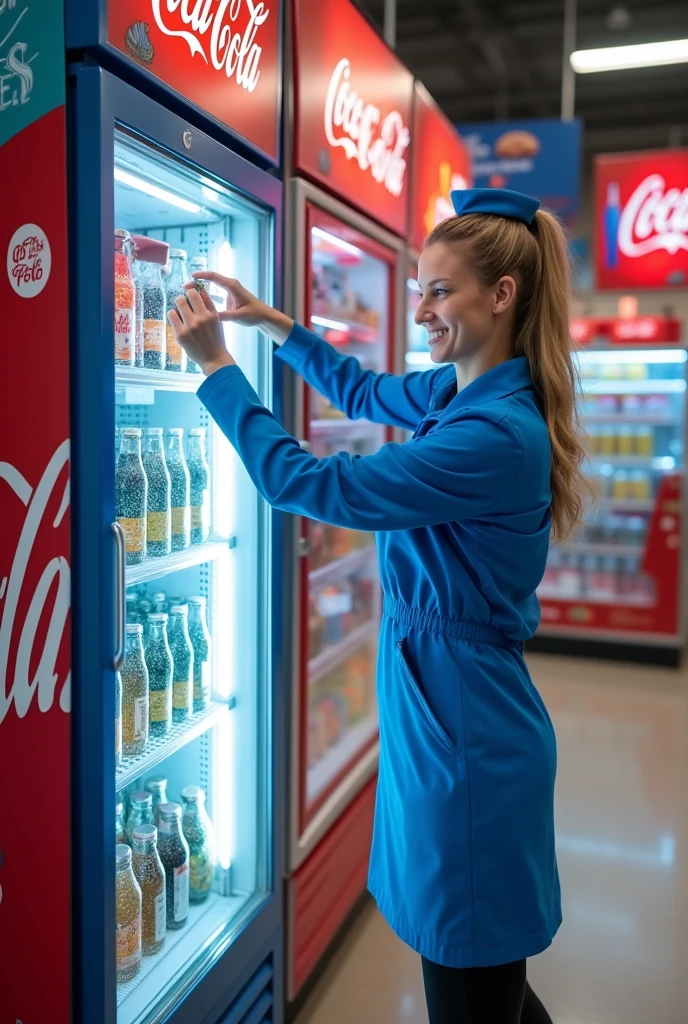 Cover for a PowerPoint presentation about vinyl-wrapping cold equipment in Walmart with Coca-Cola advertising