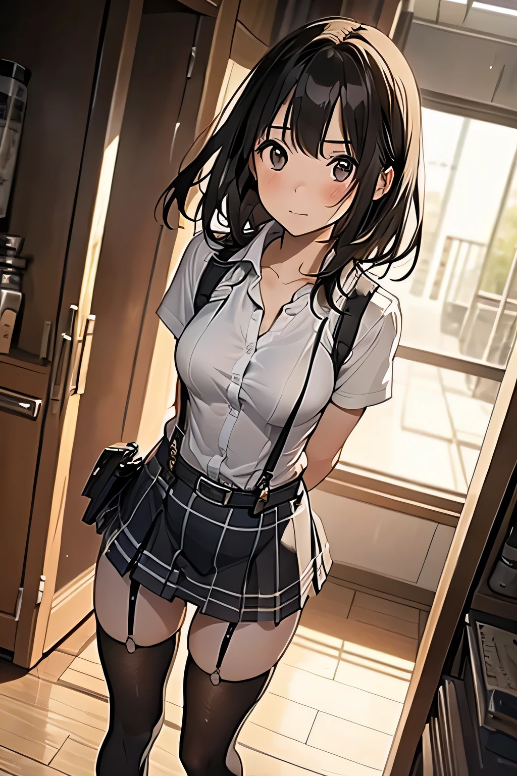 1 female, , high quality, masterpiece, Ultra-high resolution, Cinema Lighting, 1 female, , high quality, masterpiece, Ultra-high resolution, , Cinema Lighting, suspenders Moderate breasts Small face Looking up Sweat Thin belt buzzer 脇Sweat garter belt Belt on pants holster Hands behind your back Looking up Anxious face Knee-high Knee socks Knee-highソックス garter ふとももにgarter belt Checkered mini skirt Panty shot Skirt gap Armament holster holster Hands behind your back Anxious expression Anxious face, legs apart Armament Leg Holster holster See-through clothing heavy rain Rain-soaked dress shirt,Moderate breasts ガーターbelt suspenders Garter on the thigh Checkered mini skirt Looking up Pause belt Armpit sweat Hands behind back Raise your hands