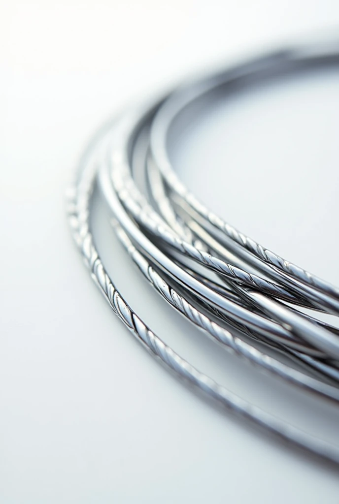 chrome-plated steel wire, sharp tips, 3D white background, high resolution, hyper realist, macro