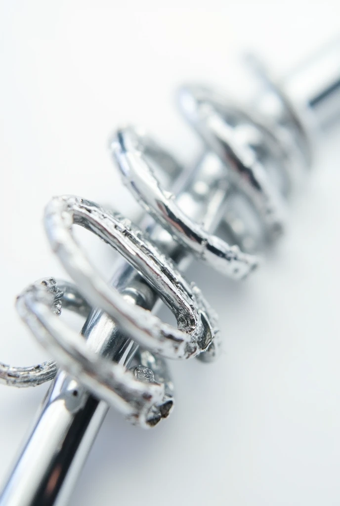 chrome-plated steel wire, sharp tips, 3D white background, high resolution, hyper realist, macro