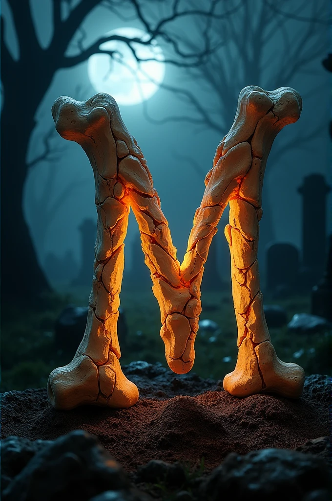 letter M made with bones