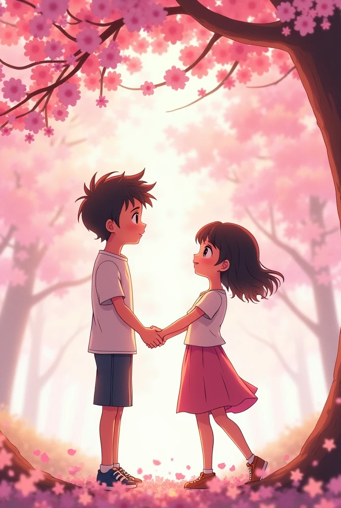 A boy and girl fall in love anime character and lovely background for youtube thumbnail size