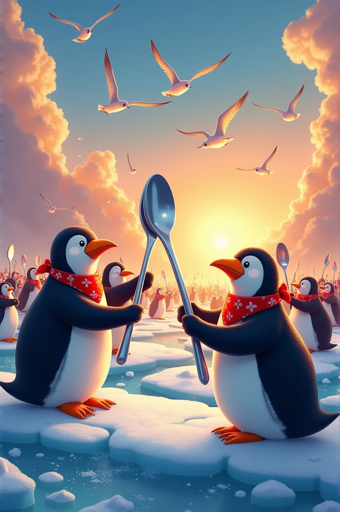 The war of spoons with penguins