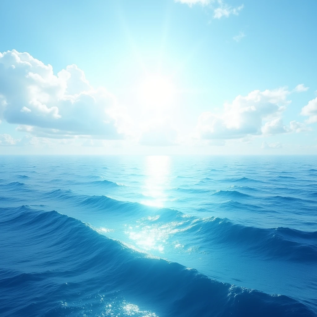 Create Beautiful Blue Sea with white sky
