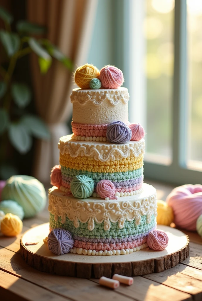 A crochet themed cake