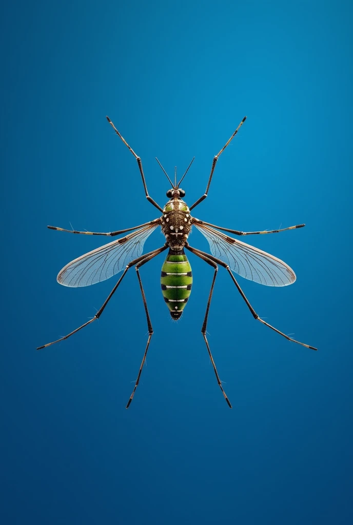 Malaria Mosquito, with blue background and strong color presence(#61788b), for professional slide.