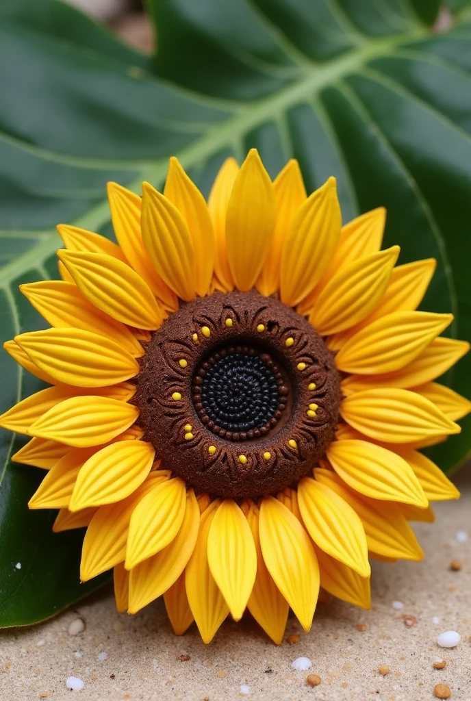 Please can you help me draw a sunflower to be carved as a coconut shells earrings - 2 - 4inches (5-10cm) in diameter. 