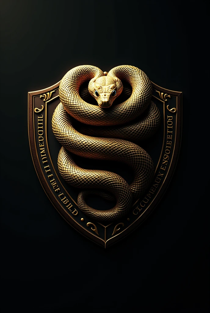 You can create a drawing of a shield type logo in gold and black with a boa in control and that around the bottom part says biomedical engineering but that this word is inside the shield 