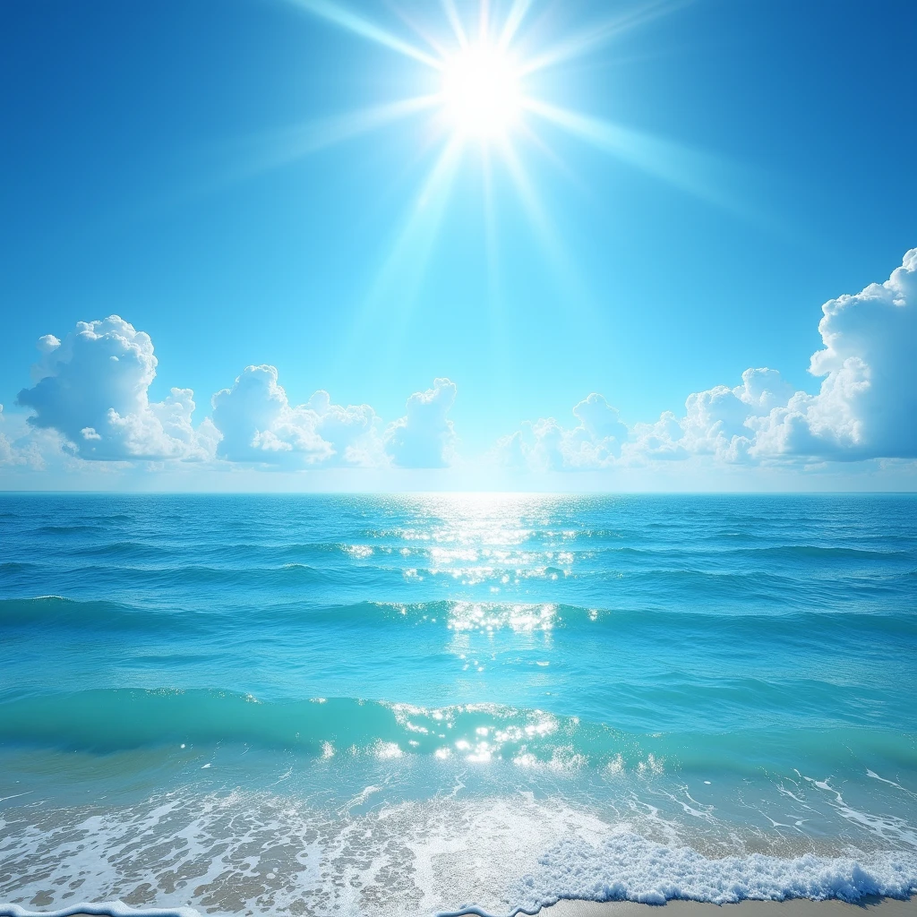Create Beautiful Blue Sea with White Blue Sky Only no more please 