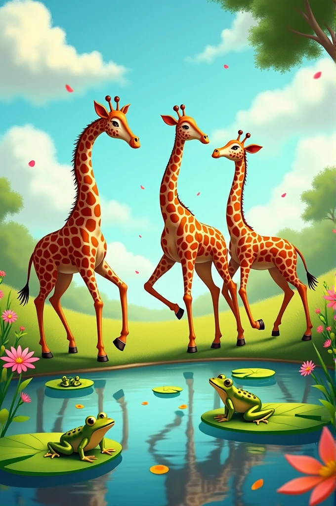 Twirl like a giraffe, jump like a frog,
Move to the rhythm, let’s all jog!