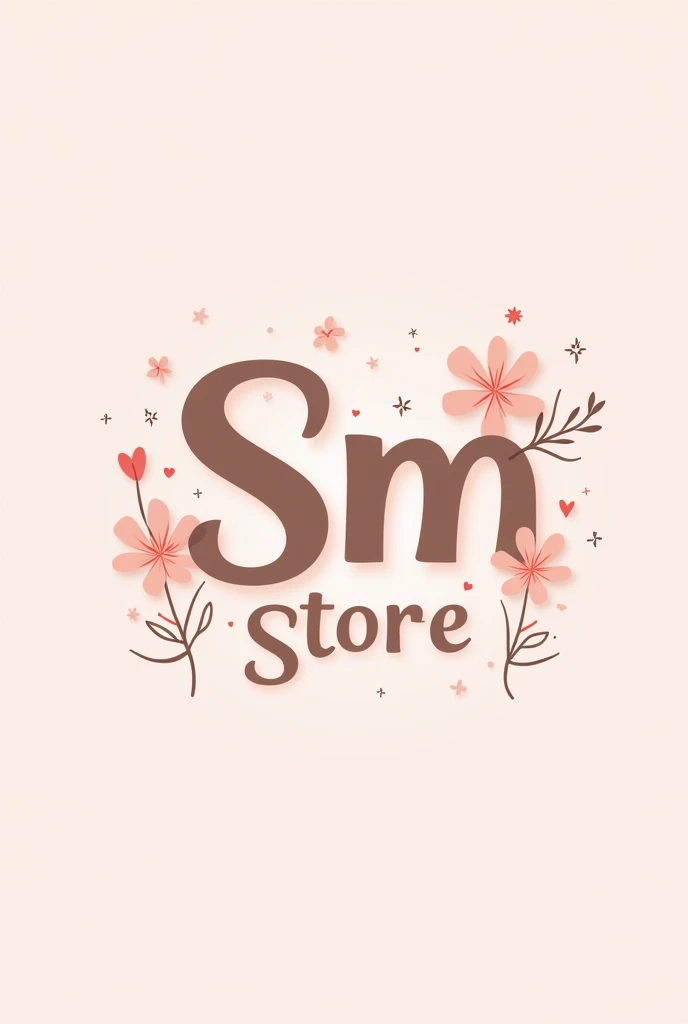 Make me a logo for a small shop called: "Sm Store" light pink color.
