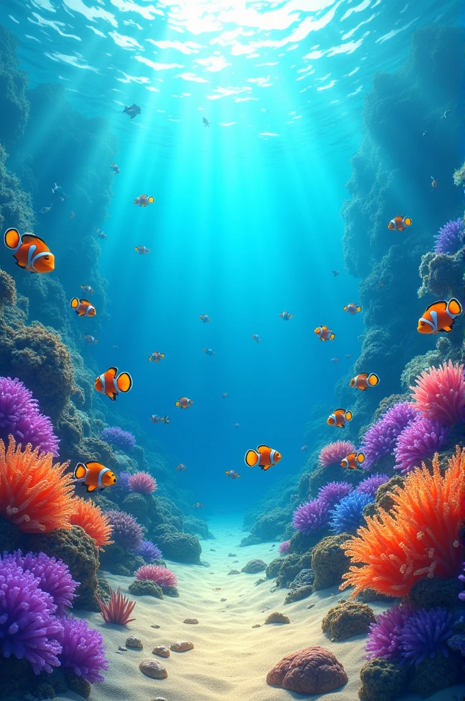 Create a sea for me with many fish