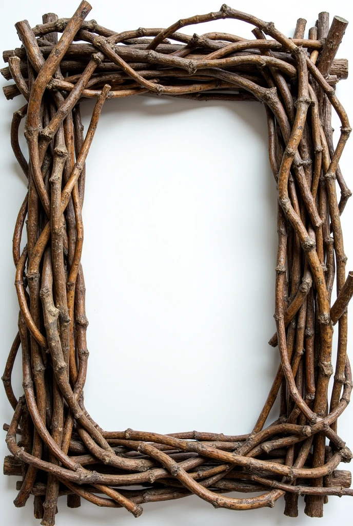 square frame of dry branches, Background transparent