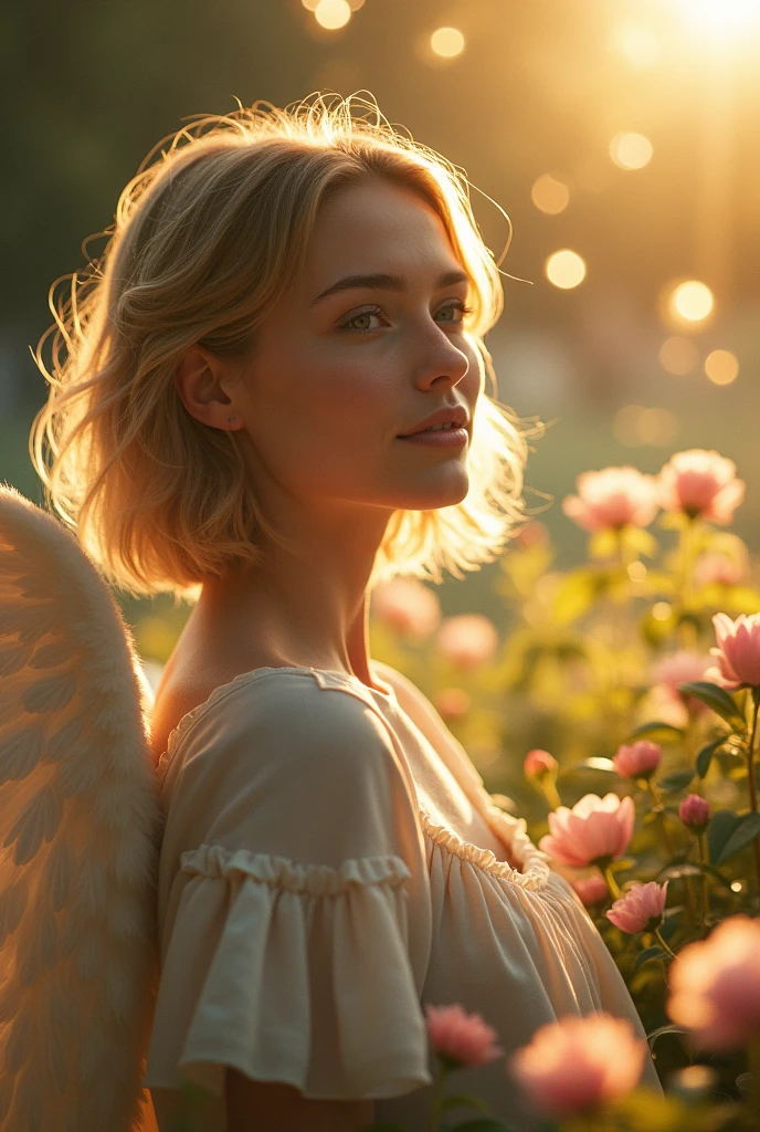 short-hair , sign near the mouth , Angelic beauty