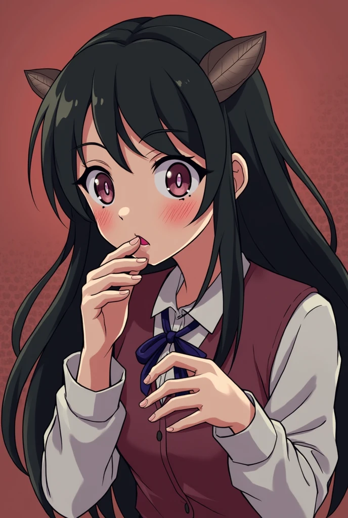 NSFW,Hitachi Mako,Ahoge、Long Hair、Black Hair、Long Hairのショートヘア、Intake、hair ornaments、bangs、Green Eyes,(school uniform:1.5),Embarrassed,blush,(Ecstasy face:1.5),(orgasm:1.5),(Perfect hands),(Perfect Anatomy),(masterpiece),(highest quality)