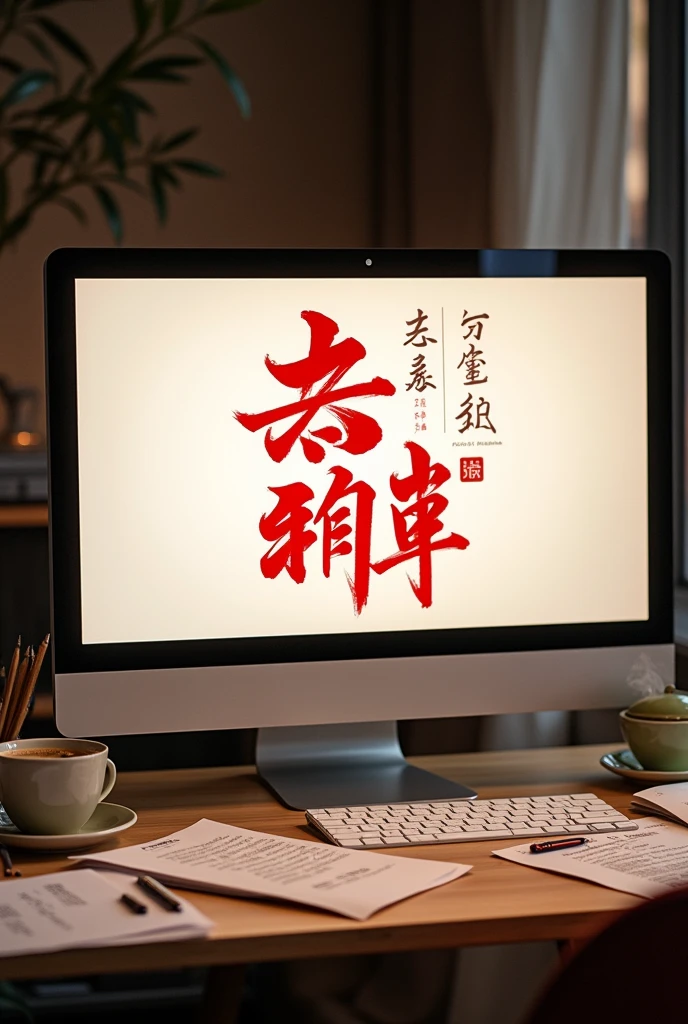 Chinese characters written on a computer