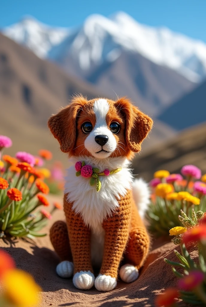 A crocheted Andean dog