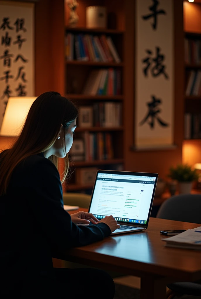 Simplified Chinese characters writing on a computer 