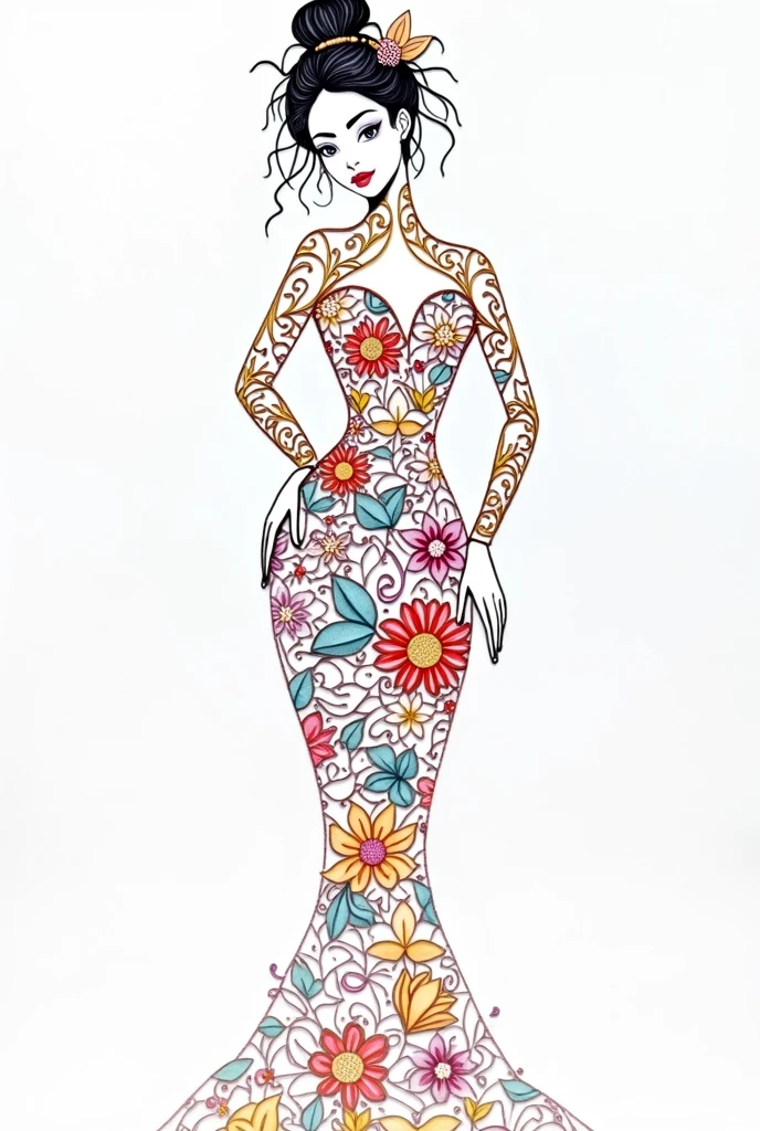 a close up of a paper cut of a woman in a dress, a beautiful fantasy empress, carving, mu pan, 3 d character art, bride, 中 元 节, portrait of princess diana, living flora, visually striking, like lady mechanika, wood art, as the goddess of the sun, unique design, made of leaves
