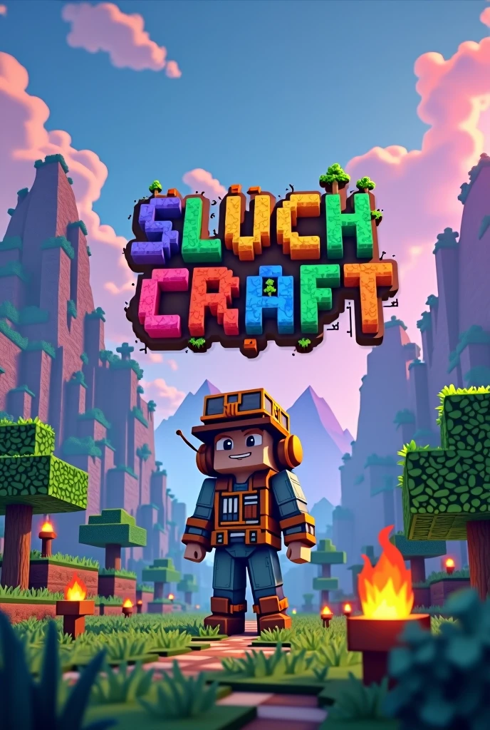 Generate a picture that says SluchCraft Minecraft style 