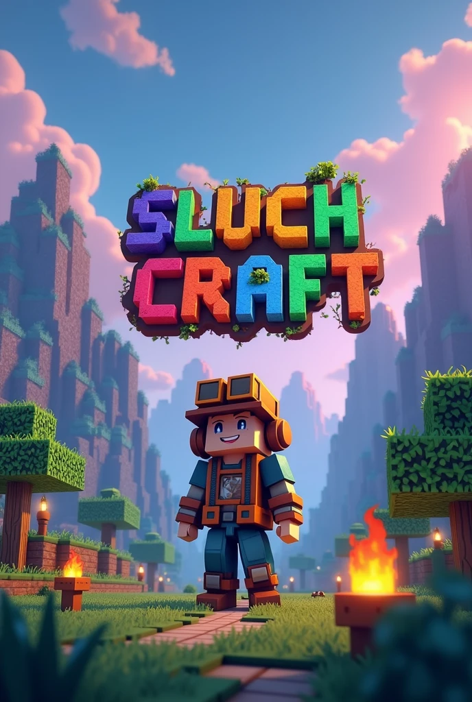 Generate a picture that says SluchCraft Minecraft style 