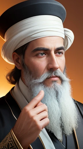 A Handsome Baal Shem Tov Man Focus on the Face. 