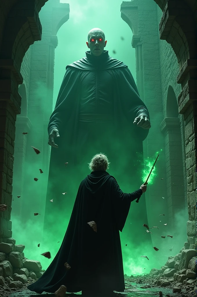 A man using the Killing Curse! on Voldemort