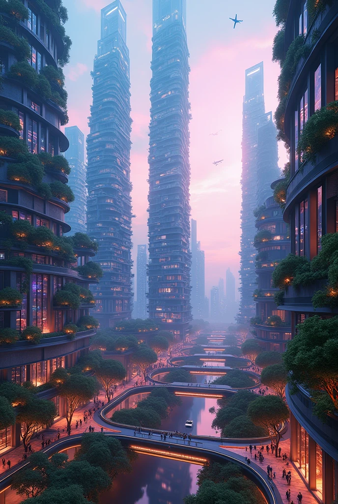 Create an image that represents technology and architecture in the future 