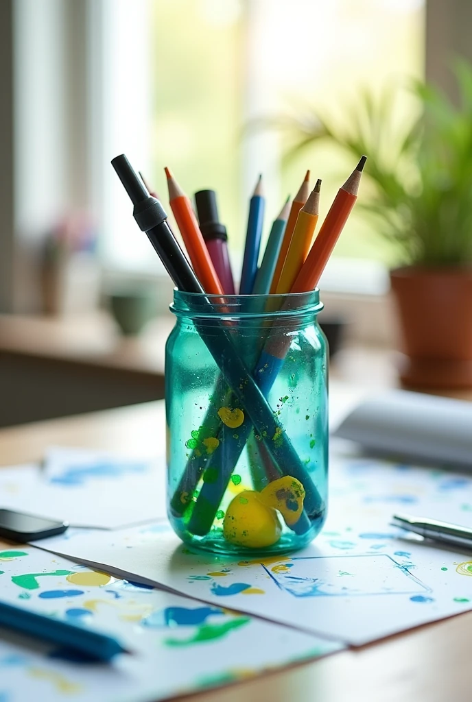 Pen organizer with a PET bottle