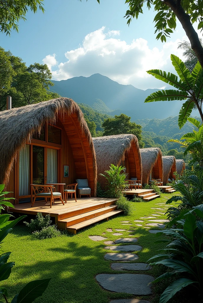 I need some images of hotel cabins, Eco-friendly style based on the REALISTIC Boruca culture in Costa Rica