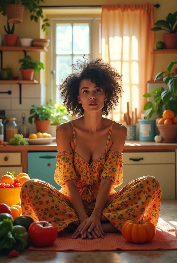 Woman with a carrot in her butt