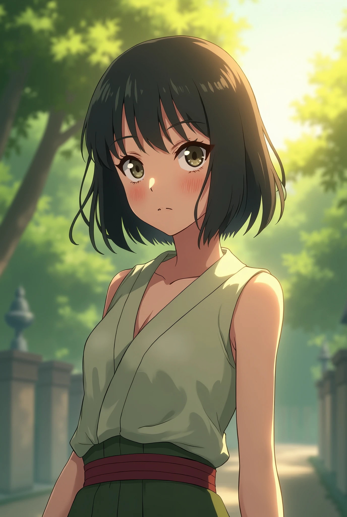 Hyuga Hinata characteristics, adult woman, baggy eyes, tired face, calm look, adult woman Hyuga, Hyuga characteristics, 2D animation, anime