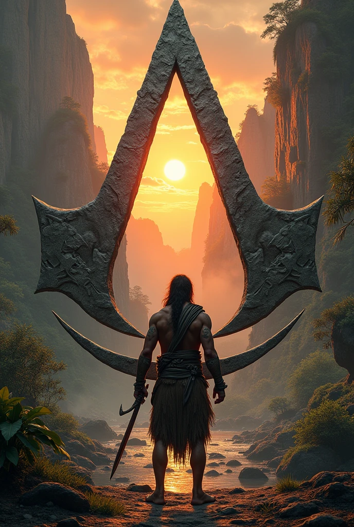 The Assassin's Creed logo in prehistoric times